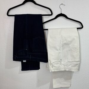 09 EUC 2Set Bundle Gloria Vanderbilt Blue and White Amanda Straight Leg Jeans.